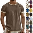 thumbnail image 2 of Qingpeng Men's T Shirt Cotton Linen Short Sleeve Blouses Crew Neck Soft Breathable Classic Tshirts Color 18+,Size S-3XL, 2 of 5