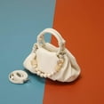 thumbnail image 2 of Women's Chain Pouch Bag，Cloud-Shaped Dumpling Clutch Purse， Ruched Chain Link Shoulder Handbag, 2 of 7