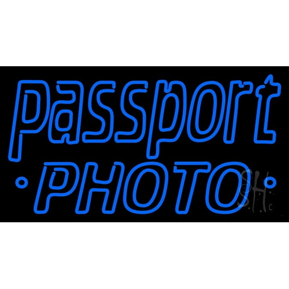 Blue Passport LED Neon Sign 13 x 24 - inches, Black Square Cut Acrylic Backing, with Dimmer - Bright and Premium built indoor LED Neon Sign for art gallery, and exhibition.