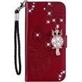thumbnail image 2 of Compatible with Samsung Galaxy S23 Ultra Case Glitter Stylish Crystal Owl with Wrist Strap Kickstand Magnetic Leather Wallet for Women Flip Phone Case for Samsung Galaxy S23 Ultra Red YK, 2 of 14