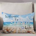 thumbnail image 3 of Coastal Beach Throw Pillow Cover 12 x 20 Inch Decorative Pillow Cover Retro Summer Ocean Wave Starfish Shell Lumbar Pillowcase Seasonal Rectangle Cushion Case for Couch Sofa Bed Living Room, 3 of 7