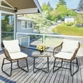 thumbnail image 1 of Costway 3PCS Patio Rattan Bistro Set Cushioned Chair Glass Table Deck White, 1 of 10