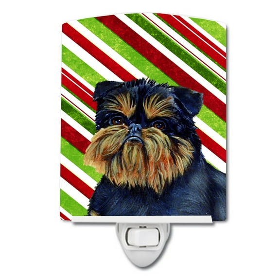 Brussels Griffon Candy Cane Christmas Ceramic Night Light