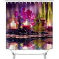 thumbnail image 2 of 4PCS/Set Spa Zen Shower Curtain set, Black Massage Stone White Candle Japanese Art Tranquil Relaxing Spiritual Meditation Bathroom Decor, Non-slip Bath Mat, Gifts for Women, Purple Orchid & Candle, 2 of 7