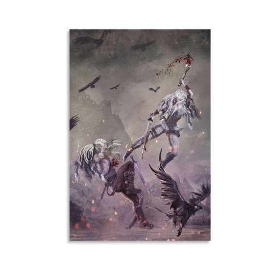 Norse Mythology Poster Viking Battle Wall Art Poster Gifts Bedroom Prints Home Decor Hanging Picture Canvas Painting Posters 08x12inch(20x30cm)