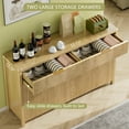 thumbnail image 4 of Laintene Fluted Sideboard, Storage Buffet Cabinet with Drawers, 55" TV Cabinet for Living Room with Adjustable Shelves, Wooden Accent Cabinet, Natural Oak Set of 2, 4 of 7