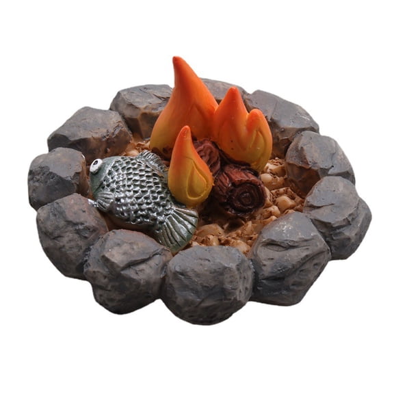 QIDITONG Miniature Campfire Dollhouse Fire Pit Mini Fireplace Fake Fire Pretend Play Tiny Bonfire Model Toy Micro Landscape Decorations