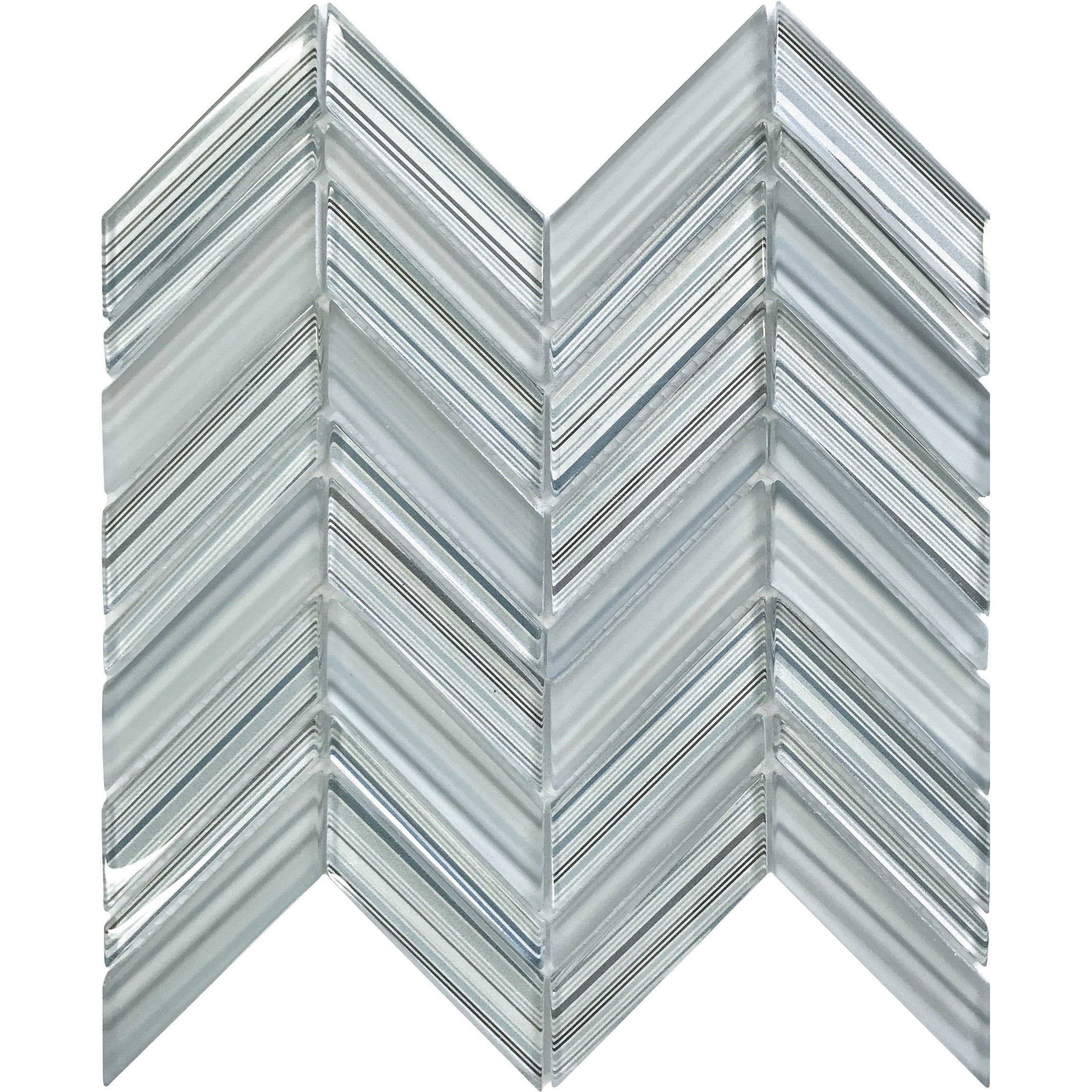 Apollo Tile 5 pack 10.4-in x 10.4-in Blue Gray Chevron Polished and Matte Finished Glass Mosaic Tile (3.76 Sq ft/case)
