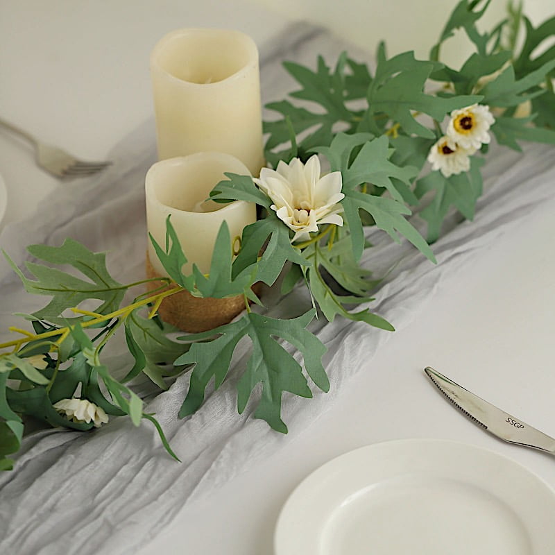 BalsaCircle 6 feet Cream Silk Daisy Flowers Garland Leaves Hanging Vine Wedding Party Decorations