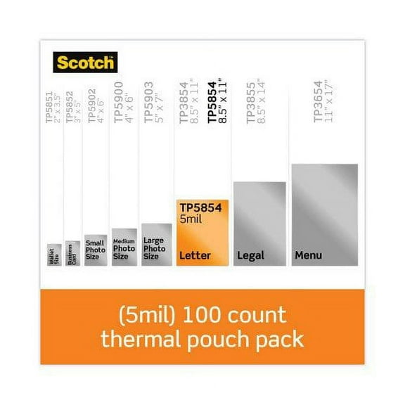 Scotch Laminating Pouches, 5 mil, 9" x 11.5", Gloss Clear, 100/Pack, Each