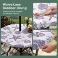 thumbnail image 5 of Round Outdoor Tablecloth with Umbrella Hole and Zipper, Purple Coastal Summer Tablecloth with Elastic Waterproof, Coral Shell Starfish Nautical Patio Table Covers for 36" - 44" Picnic Pool Tables, 5 of 9
