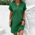 thumbnail image 2 of TAGOLD Womens Short Sleeve V Neck Dress Solid Color Summer Lightweight, 2 of 5