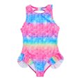 thumbnail image 3 of Girls One Piece Mermaid Swimsuit Open Back Swimwear with Ruffled Hem Bathing Suit Pink 3-4, 3 of 5