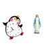 thumbnail image 1 of Reloj de pared silencioso, decorativo, de madera, con forma de pingüino, de resina, estatua religiosa, figura de María, ideal para el hogar, 1 of 8