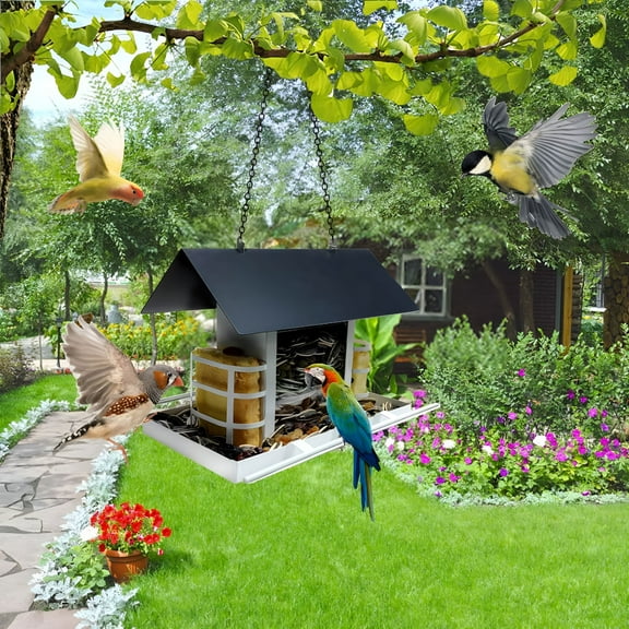 CCOCC Bird Feeders for Outdoors, Metal with 2 Suet Cage Cake Squirrel Proof Hanging Bird Feeder Large Capacity Wild Bird Feeder Easy Clean & Anti-Rust Attracting Birdhouse