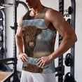thumbnail image 5 of Gukieu Yak Print Men's Quick Dry Fitness Vest, Round Neck Sleeveless Fitness Bodybuilding Top-X-Large, 5 of 7