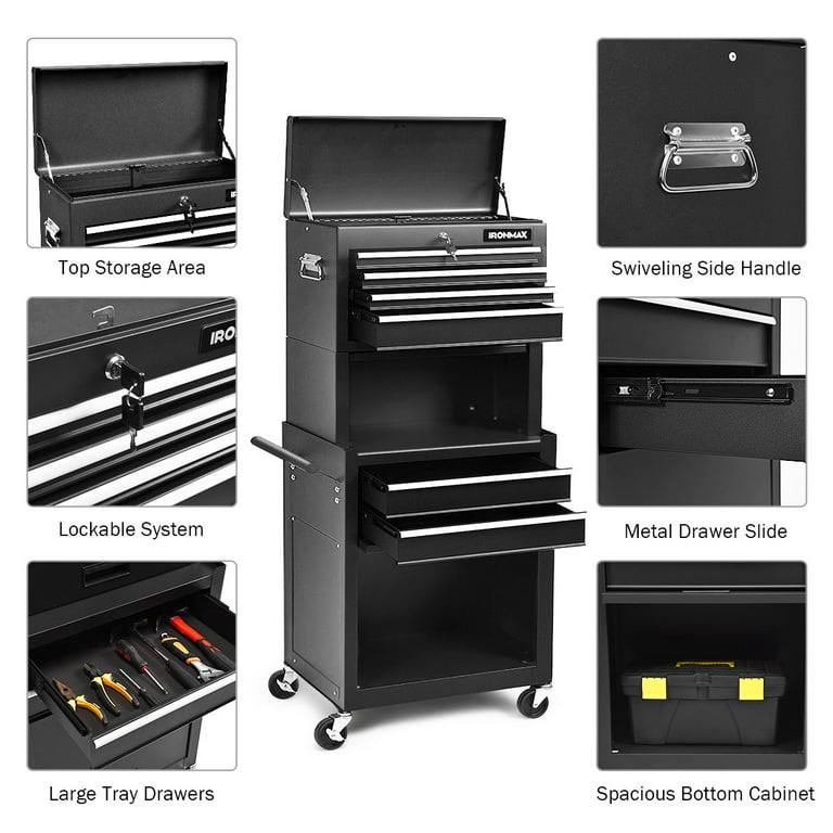 Gymax High Capacity 6-Drawer Rolling Tool Chest Storage Cabinet Toolbo