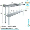 thumbnail image 3 of AmGood 18 in. x 60 in. Stainless Steel Work Table with 1.5 in. Backsplash | Metal Kitchen Food Prep Table, 3 of 8