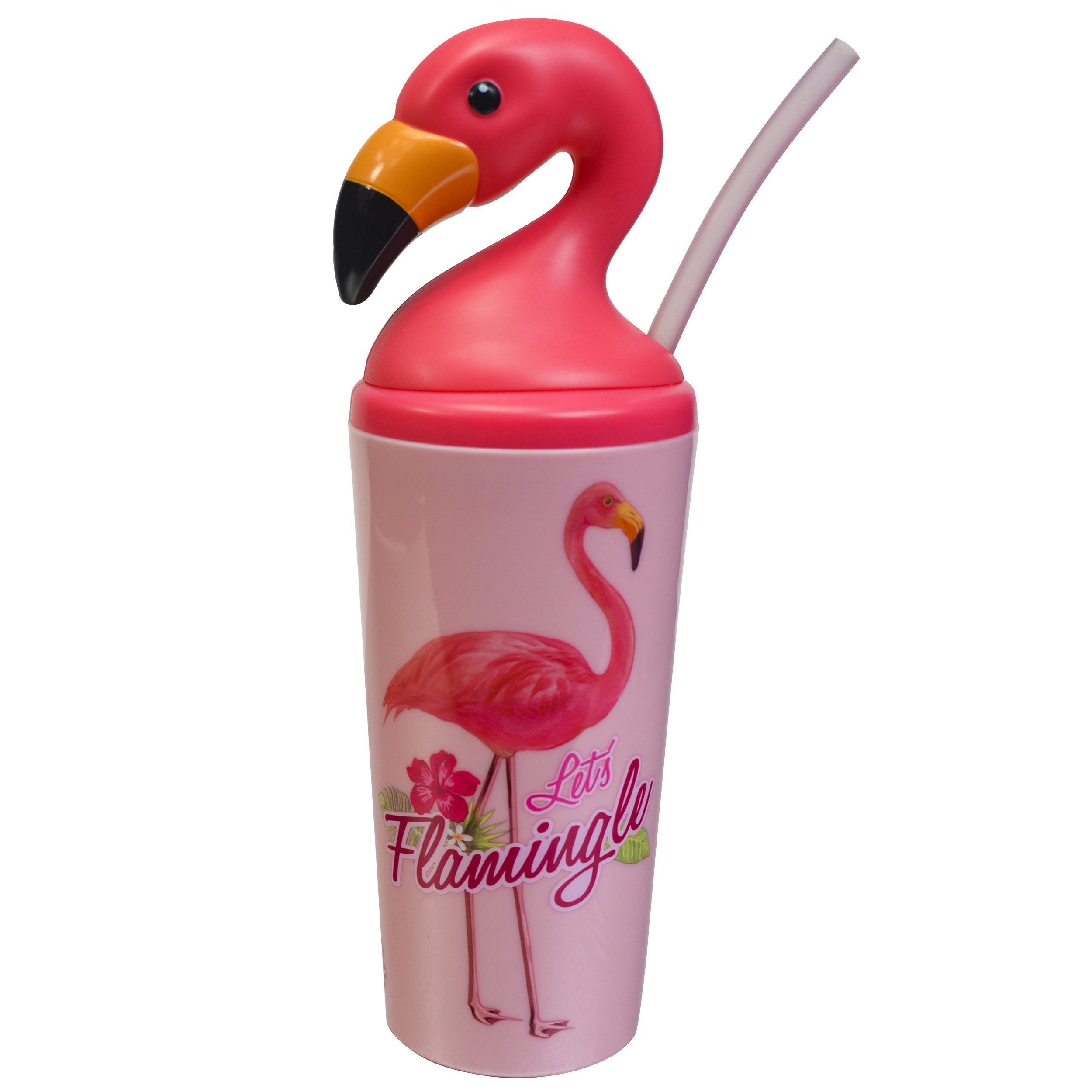 Cool Gear 4-Pack 18 oz Fun Toppers Flamingo Tumblers with Twist Lid and Reusable Straw |  Wide Mouth, Spill-Proof Water Bottle for All Ages - image 5 of 5