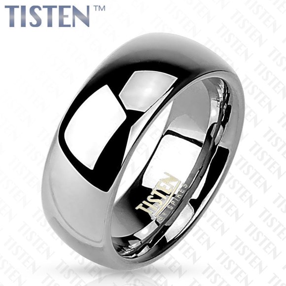 Tisten Tungsten Polished titanium Plain Traditional Wedding Band Ring 8mm Wide