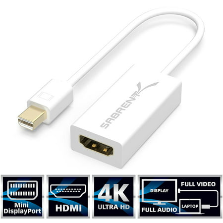 Sabrent Mini DisplayPort (Thunderbolt) to HDMI Adapter [4K Support Gold Plated] (DA-MDHA)