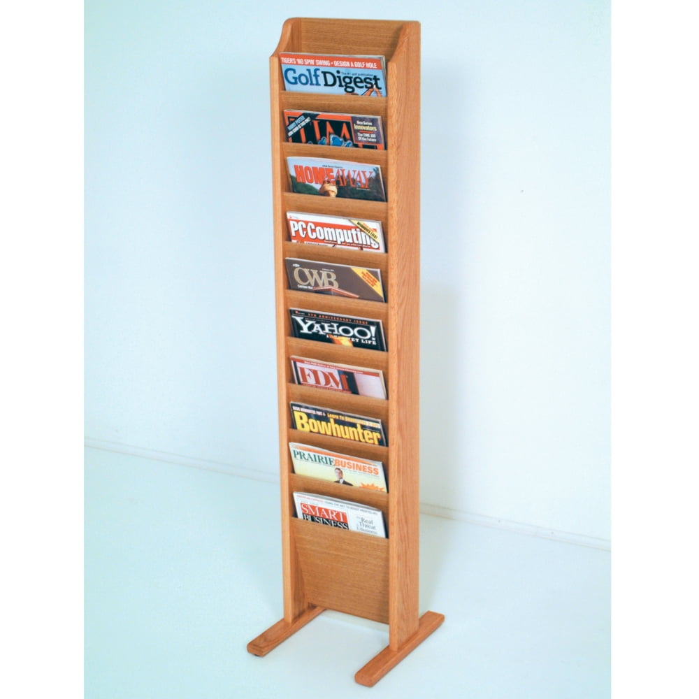 Wooden Mallet Cascade? Free Standing 10 Pocket Magazine RackFinish