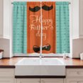 thumbnail image 2 of Ambesonne Fathers Day Kitchen Curtains, Mustache Bowtie, 55"x39", Dark Orange Seafoam, 2 of 3