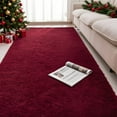 thumbnail image 3 of Christmas Area Rug for Living Room, Large Fluffy Rug for Bedroom & Fuzzy Furry Plush Soft Rugs, Small Shaggy Carpet for Dorm Room Home Decor (47"X31", Wine Red), 3 of 7