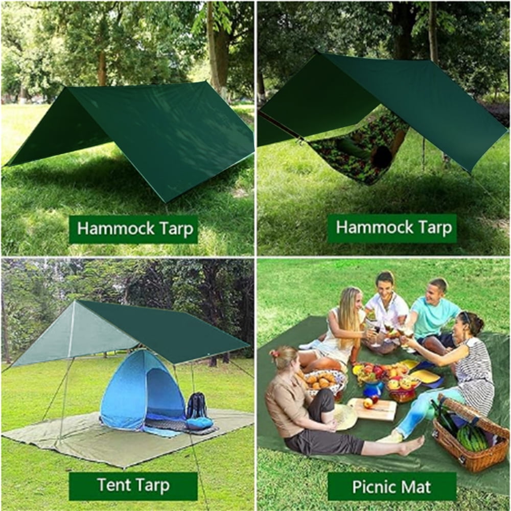 Eyotto 10ft *10ft Outdoor Camping Canopy, Waterproof Fly Tent Tarp, Easy Set up Portable Canopy with Storage Bag, 10x10 Tarp for Camping Picnic