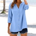 thumbnail image 2 of Womens Fashion Casual Button Down Shirt 3 4 Sleeve Solid Basic Tops For Daily Wear, 2 of 7