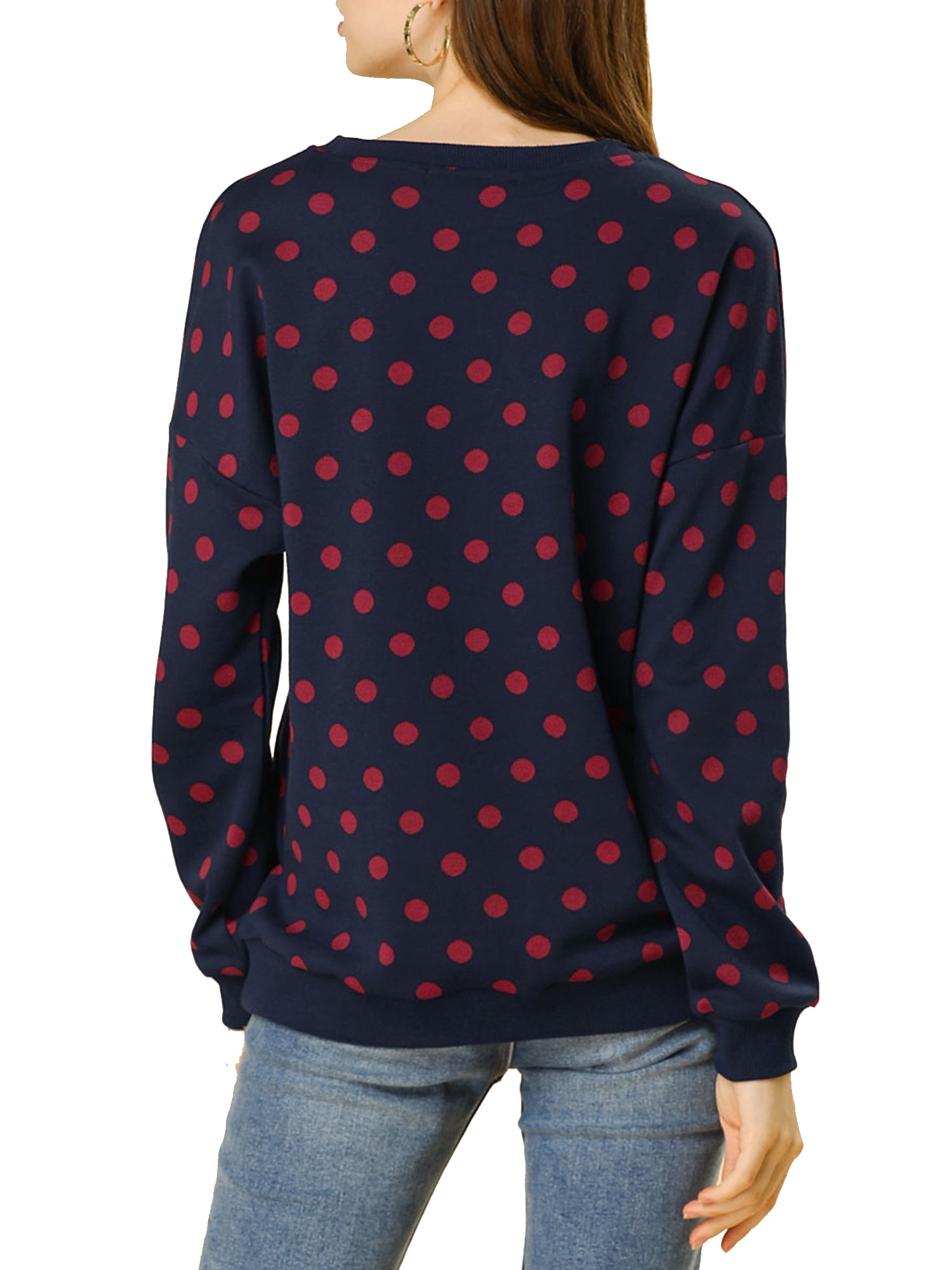 DARING DIVA Women's Knitted Pullover Polka Dots Winter Fall Sweaters XS Dark Blue