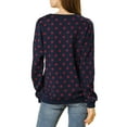 thumbnail image 4 of INSPIRE CHIC Women's Polka Dots Crew Neck Drop Shoulder Long Sleeves Knit Sweatshirt XS Dark Blue, 4 of 9
