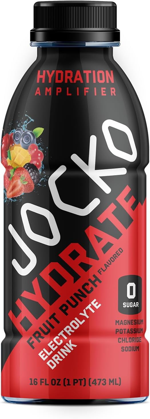 Jocko Fuel Hydrate Electrolyte Drinks - Sports Drink Hydration, Fruit Punch 16 Oz (12 Pack)
