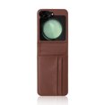 thumbnail image 6 of Allytech for Samsung Z Flip 6 Case, Drop Proof PU Leather + Hard PC Anti-Scratch Business Simple Fashion Women Men Phone Case Cover with Card Holder for Samsung Galaxy Z Flip 6 5G, Brown, 6 of 9