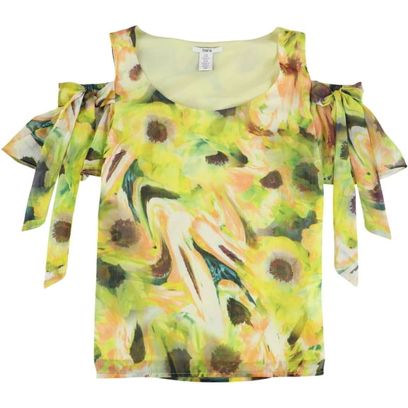 Bar Iii Womens Tie Sleeve Cold Shoulder Blouse