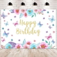 thumbnail image 1 of Happy Birthday Backdrop Watercolor Flowers Butterfly Birthday Photography Background Butterfly Spring Themed Birthday Banner Party Decoration Supplies, 1 of 4
