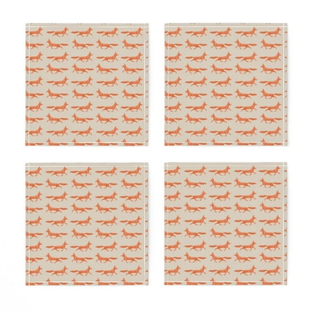 

Linen Cotton Canvas Cocktail Napkins (Set of 4) - Run Fox Animal Horse Equestrian Classic Orange Watercolor Woodland Nursery Gender Neutral Print Cloth Cocktail Napkins by Spoonflower