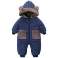 thumbnail image 2 of CAICJ98 Outerwear Romper Coat Warm Infant Baby Jacket Snowsuit Boys Girls Hooded Jumpsuit Winter Jacket for Toddler Boys Girls (Navy,6-10 Months), 2 of 7
