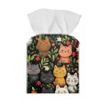 thumbnail image 2 of Psesaysky Tissue Box Cover, Cute Cats Floral Square Tissue Box Holder with Bottom Belt - Waterproof PU Leather Decorative Organizer for Tabletop, Bathroom, Car, Office, 2 of 7