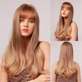 thumbnail image 4 of Fiudx Ofertas Del Día El Cabello De Fibra Química De Seda De Alta Temperatura Marrón Dorado De 22 Pulgadas Se Puede Rizar, 4 of 6