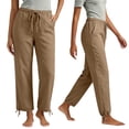 thumbnail image 2 of DYTTDG Women's Casual Drawstring Waist Pants | Elastic Waist Tapered Cropped Trousers with Adjustable Hem & Pockets, Loose Fit Lounge Pants, 2 of 6