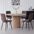 thumbnail image 3 of Set of 4 Velvet Dining Chairs - Mid Century Modern Dinning Chair, Upholstered Cushion Seat, Square-Patterned Backrest, Brown, Dinner Chairs with Metal Legs for Dining Living Room, Bedroom, 3 of 7
