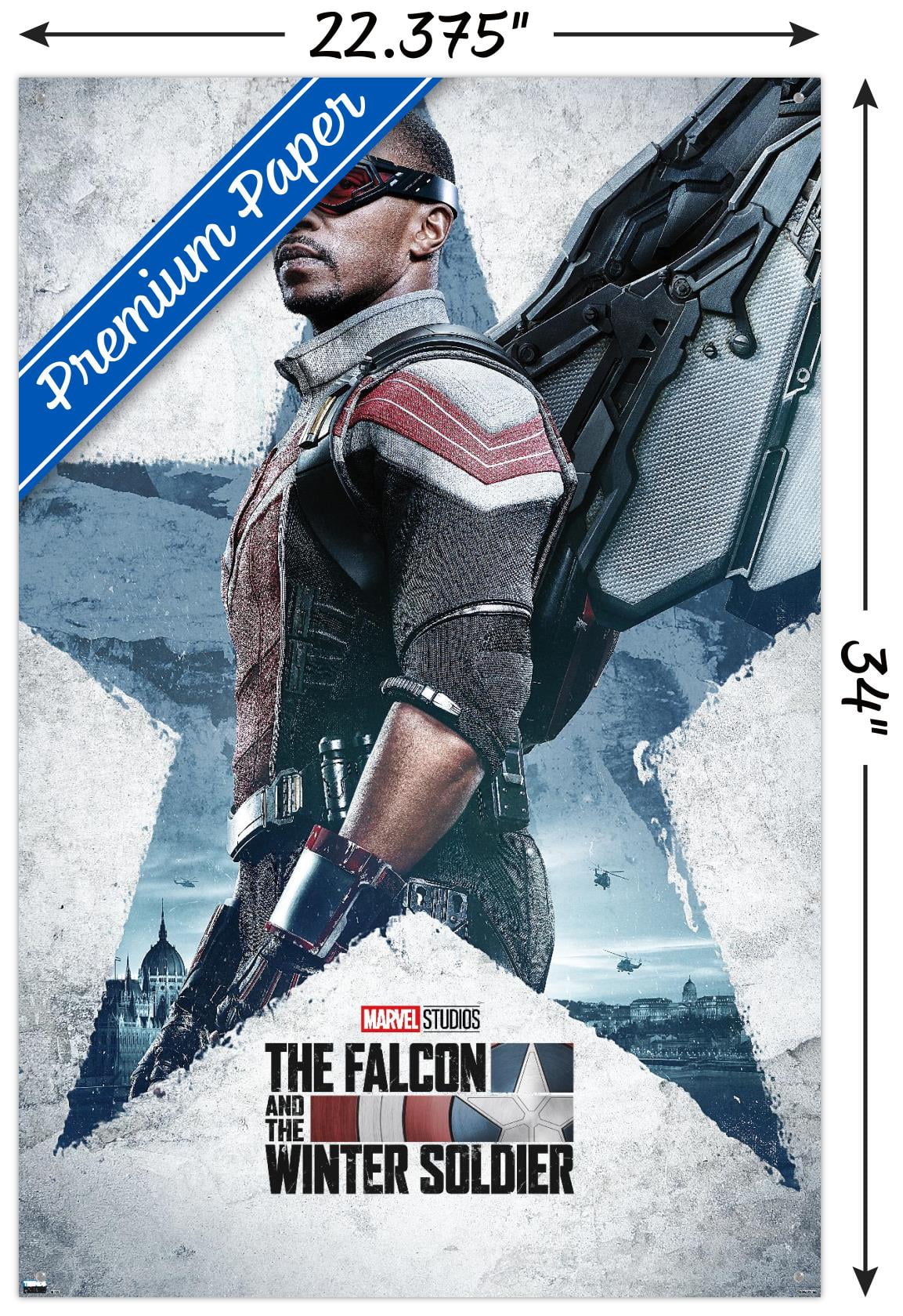Marvel Falcon and Winter Soldier - Falcon One Sheet Wall Poster with Pushpins, 22.375" x 34"