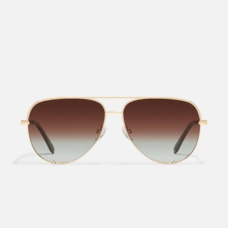 Quay Australia High Key Sunglasses Silver Gold Mirrored Quay Australia x DESI High Key 111 Aviator Silver Smoke  main image 4