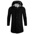 thumbnail image 6 of FEOYA Winter Overcoat for Men Wool Trench Coat Peacoat Jacket Business Coat Thick Outwear Coat with Hood Casual Single Breasted Jacket M, 6 of 6