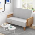 thumbnail image 5 of Changjie Furniture Rattan Sofa Small Loveseat Sofa Couch with Arms Upholstered Small Love seat Mini Sofa Couch for Bedroom Living Room Ivy, 5 of 8