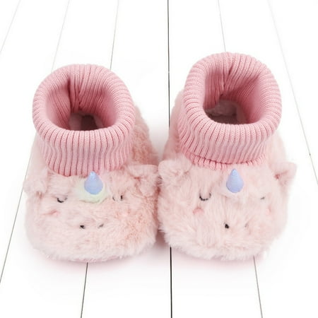 

SYNPOS Infant Toddler Baby Girl Boy Cute Unicorn Winter Fleece Booties Indoor Slippers