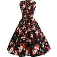 thumbnail image 5 of IROINNID Women's Sleeveless A-Line Dress V-Neck Vintage Christmas Evening Party Prints Swing Dress, 5 of 9