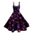 thumbnail image 3 of Women Valentines Day A Line Dress with Adjustable Spaghetti Straps Vintage Inspired Fit and Flare Summer Sundress Light Purple XL, 3 of 4