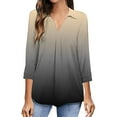 thumbnail image 2 of Homenesgenics 3/4 Sleeve T Shirts for Women Plus Size Fall Woman V Neck Three Quarter 3/4Sleeve T Shirt Printing Blouse Tops Sweatshirt, 2 of 6